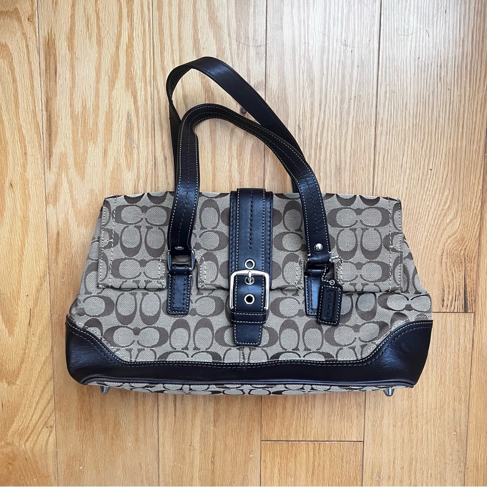Coach Signature Hampton Flap Bag F12644 Satchel/Carryall EXC+